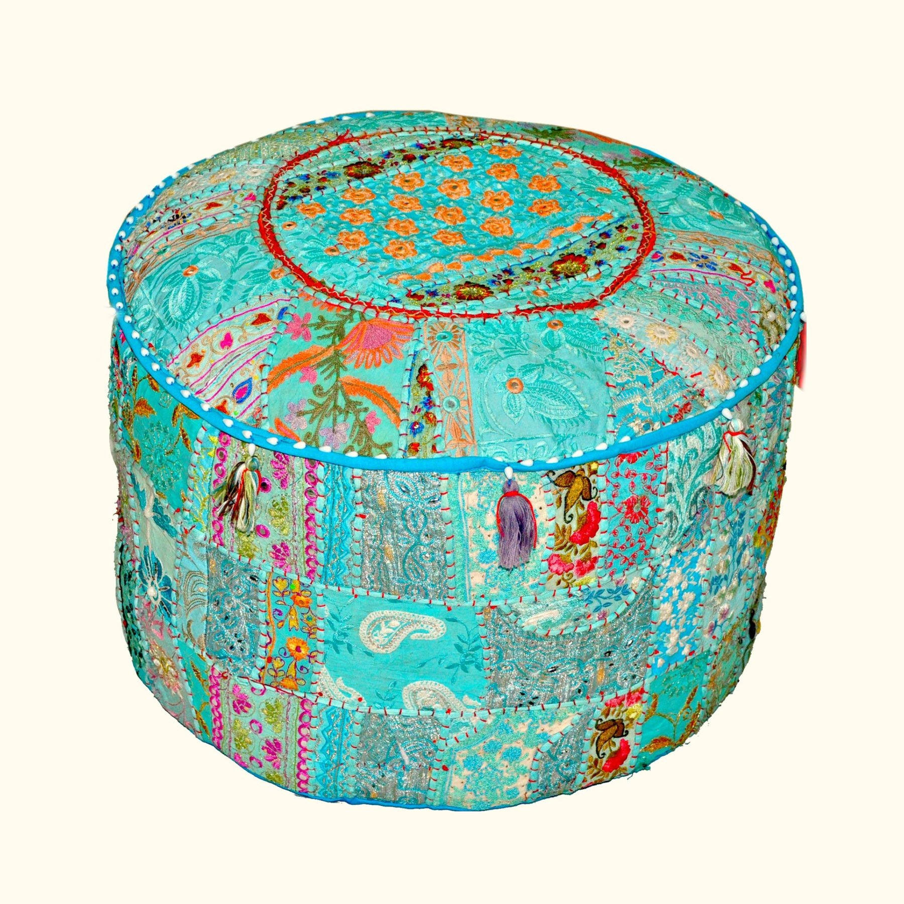 Bohemian patchwork pouf ottoman vintage
