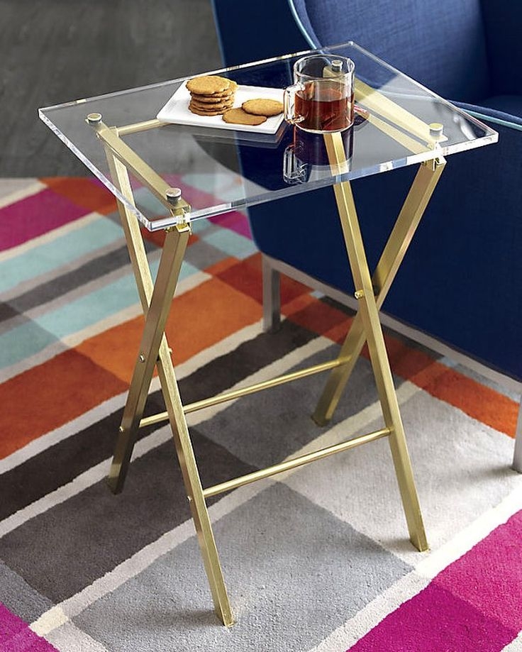 Brass end table glass top