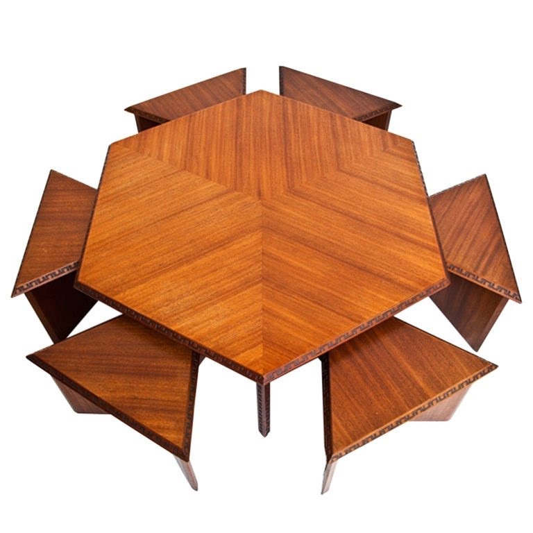 Coffee table with stools underneath