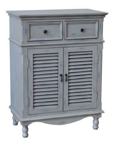 Crestview Collections Hampton 2-Door with 2-Drawer Cabinet, Antique White