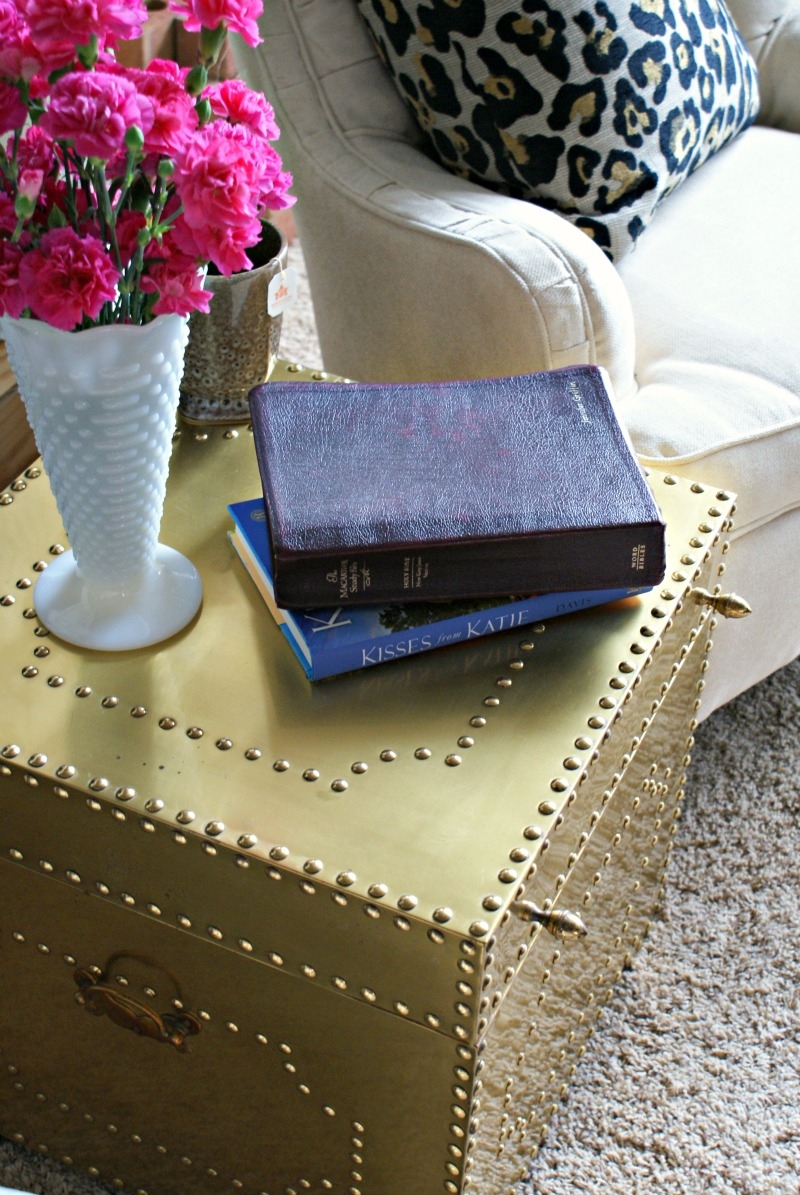 Dimples and tangles brass trunk brass end table