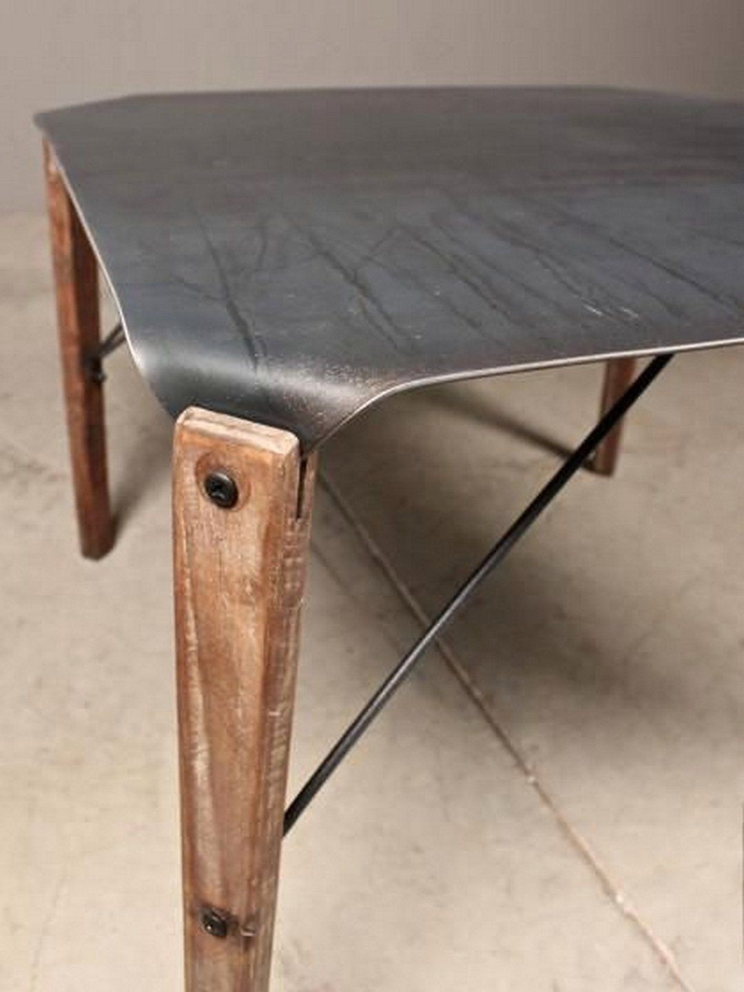 Dining table wood top metal legs