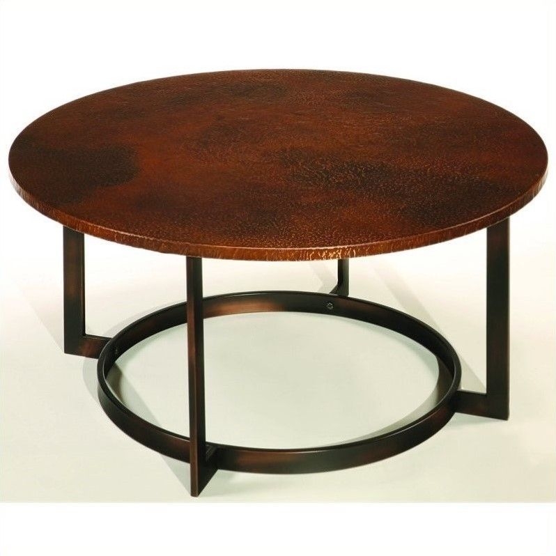 Hammary nueva round cocktail table in aged copper