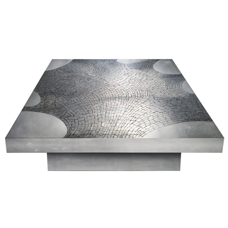 In love a square stainless steel coffee table top with