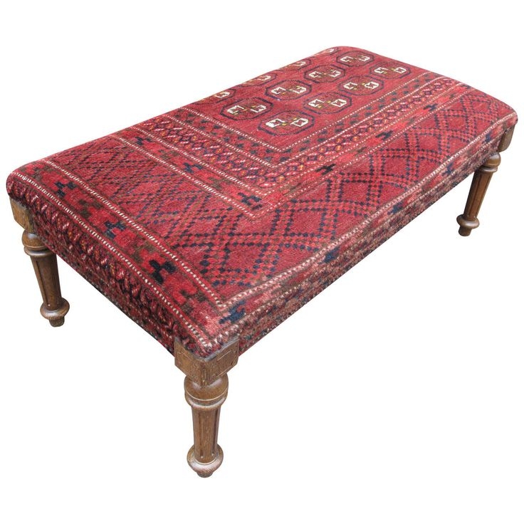 Kilim ottoman with fluted legs from a unique collection of