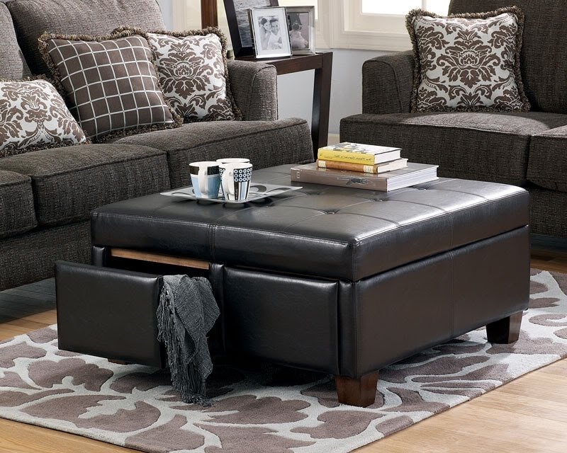 Large leather ottoman 1