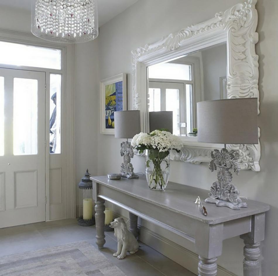 Hallway mirror deals and console table