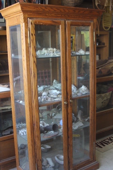 Oak curio cabinet with deals glass doors