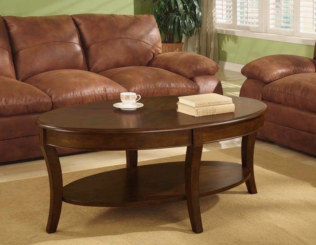 Oval walnut coffee table
