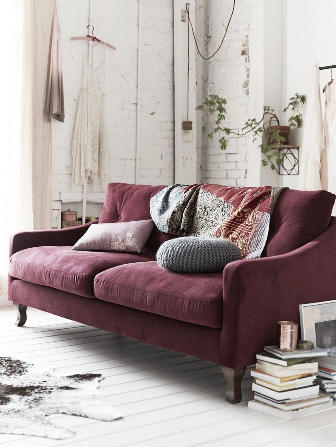 Plum colored couch