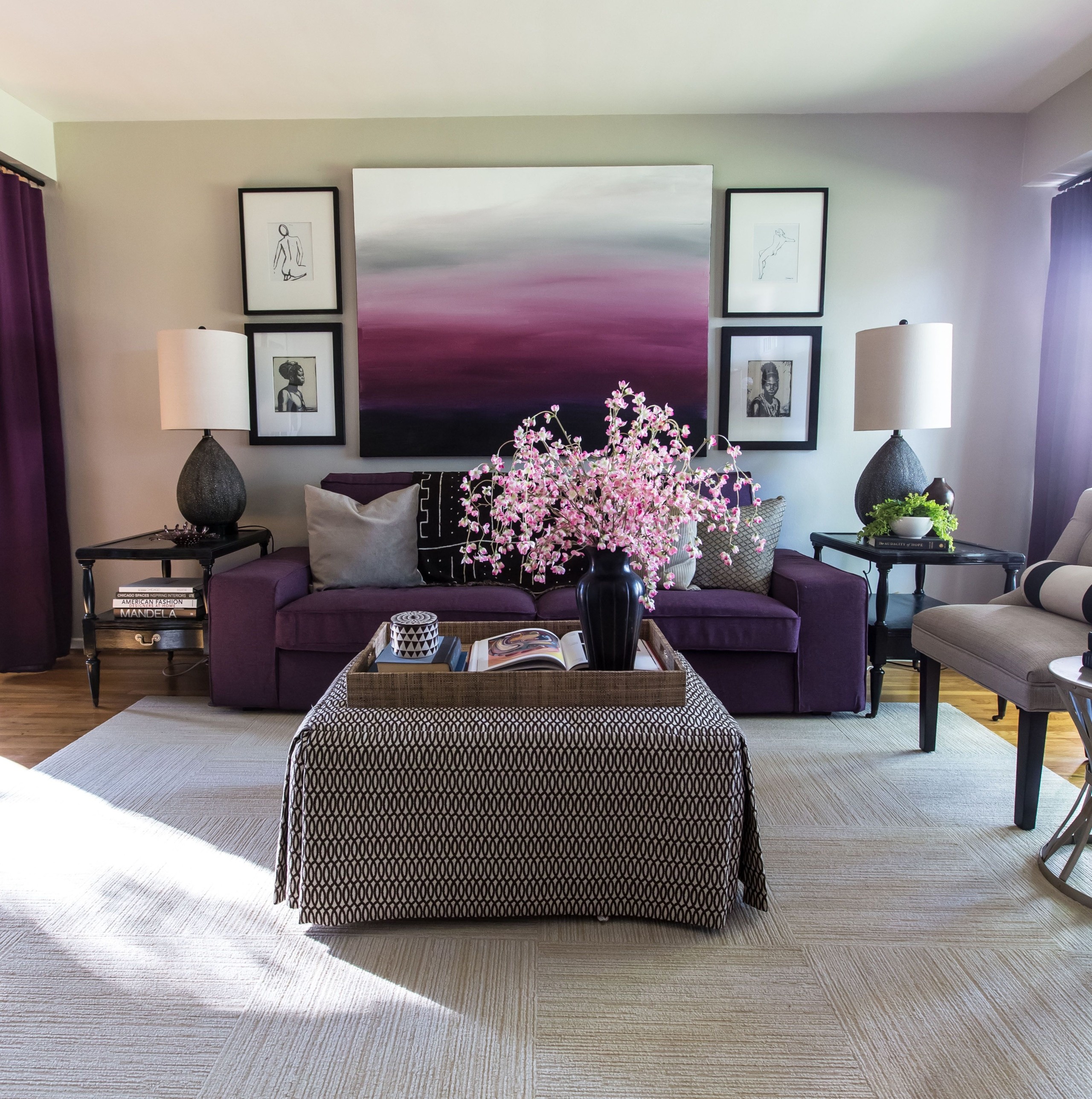 purple wall art for living room