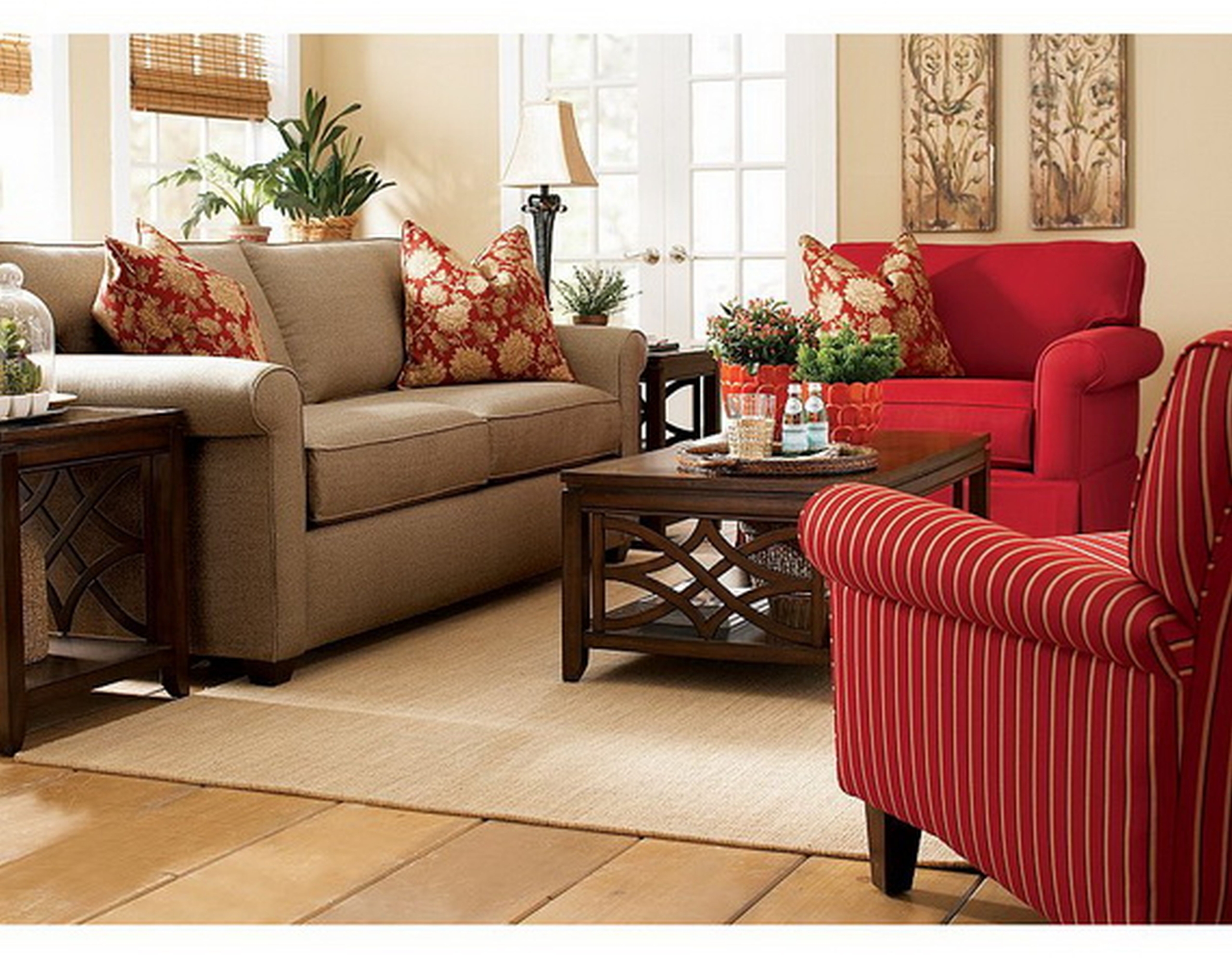 Red living room sets