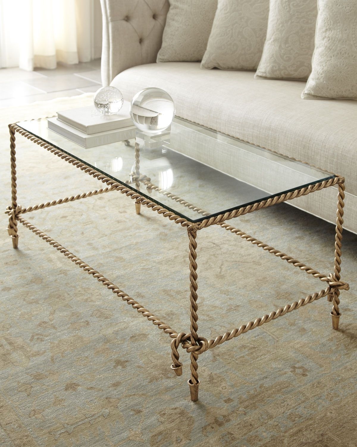 Round brass coffee table