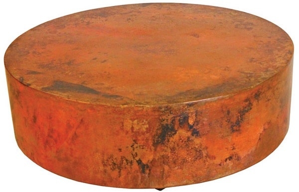 Round copper coffee table