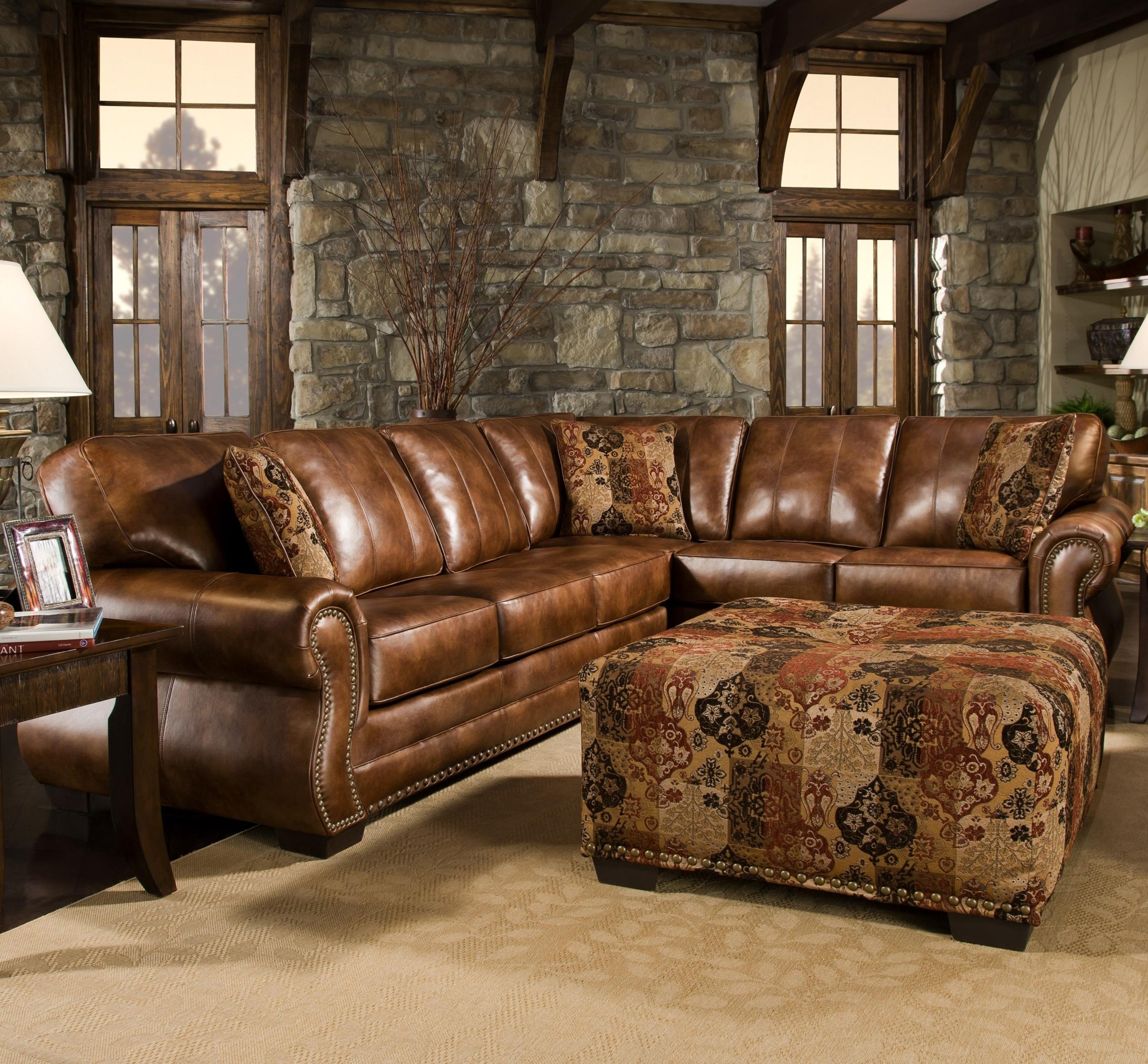 Saddle Sectional With Studs Two Piece Sectional Rustic Western Look Free S H 