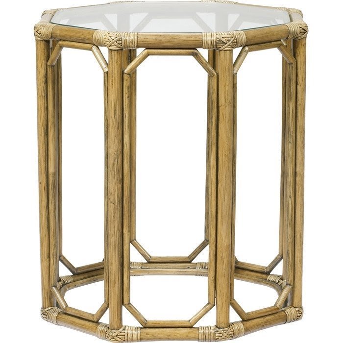 The look tropical villa regent rattan end table in nutmeg
