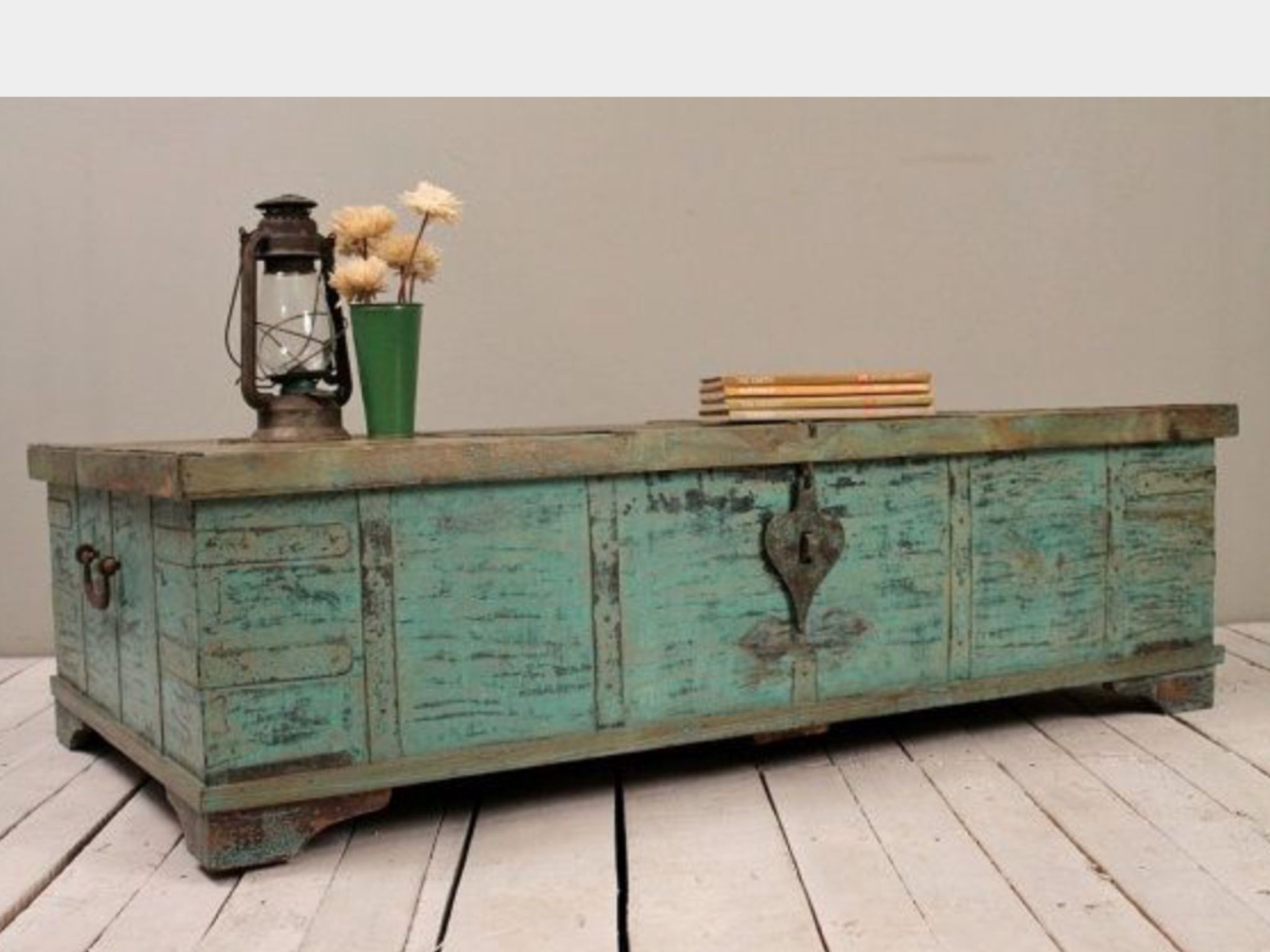 Turquoise green reclaimed salvaged