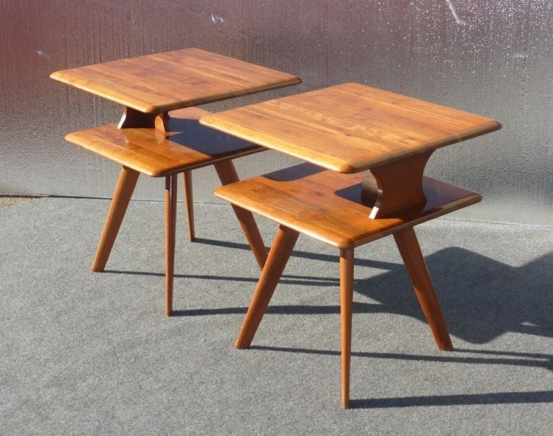 Vintage Maple End Tables By Bissman Danish Mid Century Modern Nightstands