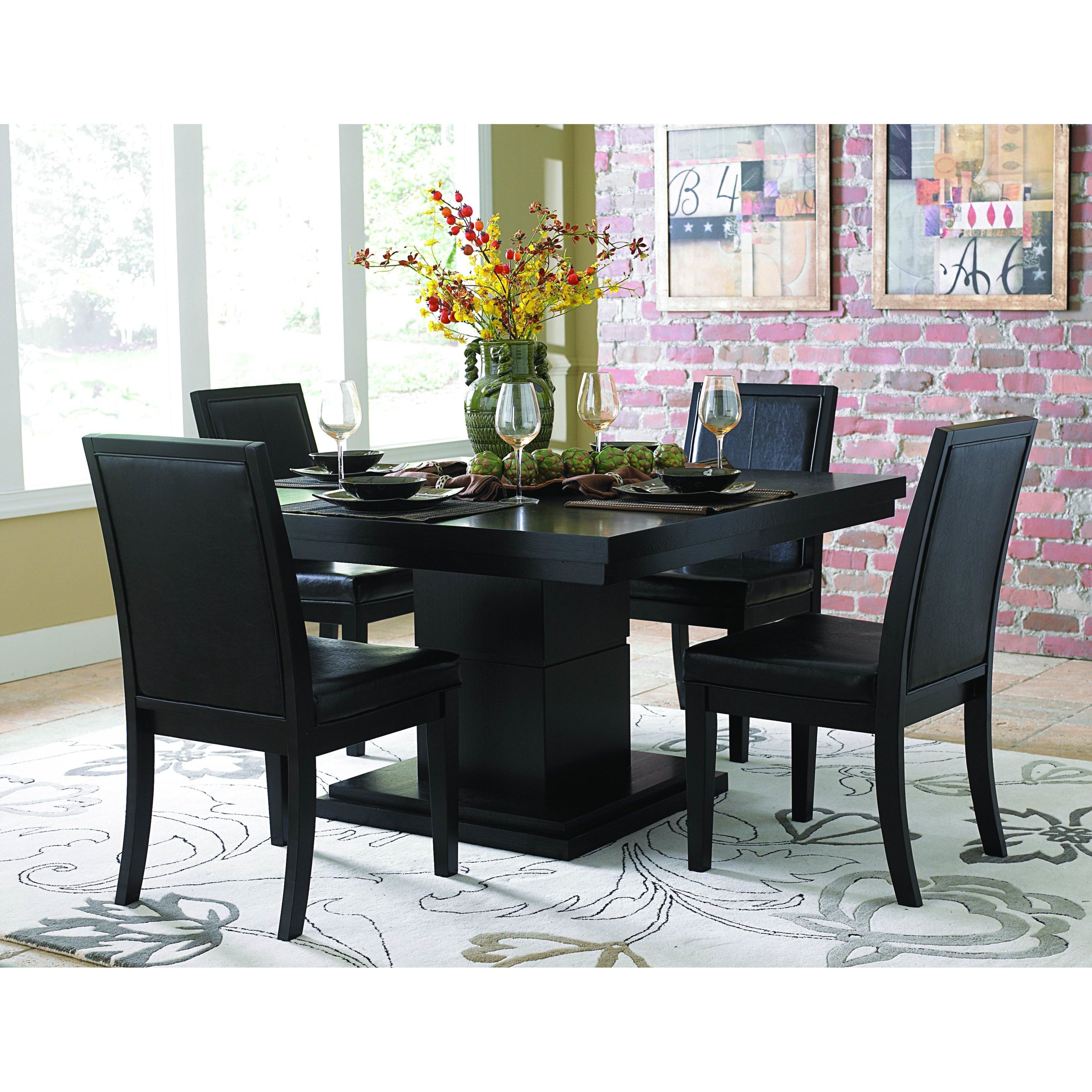 Weston black square pedestal dining table