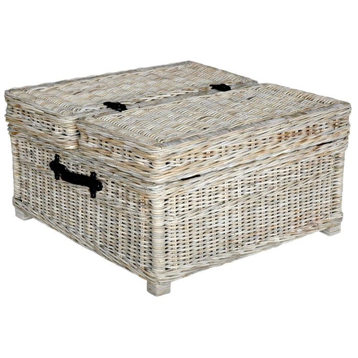 White washed oasis wicker coffee table