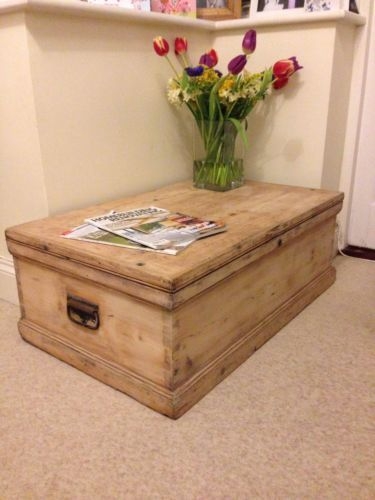 Wooden trunk chest blanket box coffee table antique ebay
