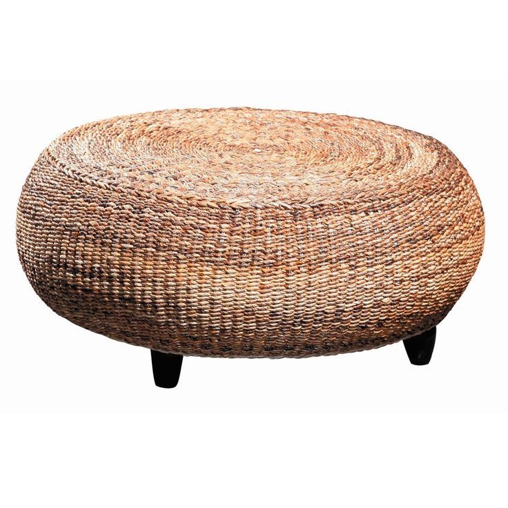 Round store seagrass ottoman