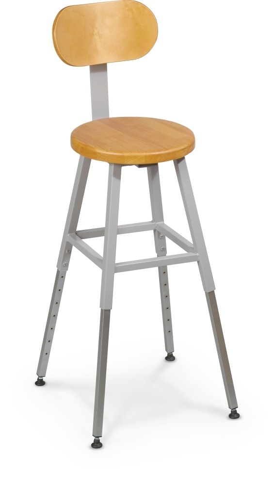 Adjustable Height Lab Stool with Back