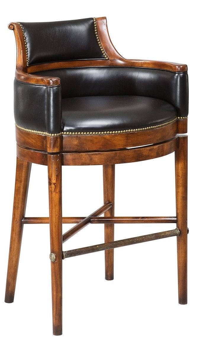 Black leather swivel bar stool 1