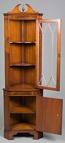 English Mahogany Antique Style Corner Cabinet Hutch