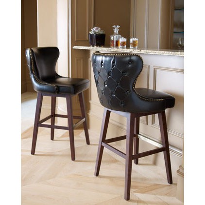Estelle black leather barstool eclectic bar stools and counter stools