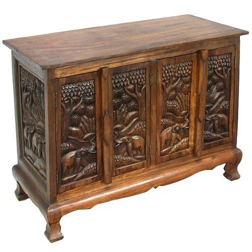 Exp 39-Inch Handmade Royal Elephant Storage Cabinet/Sideboard Buffet, Dark Brown