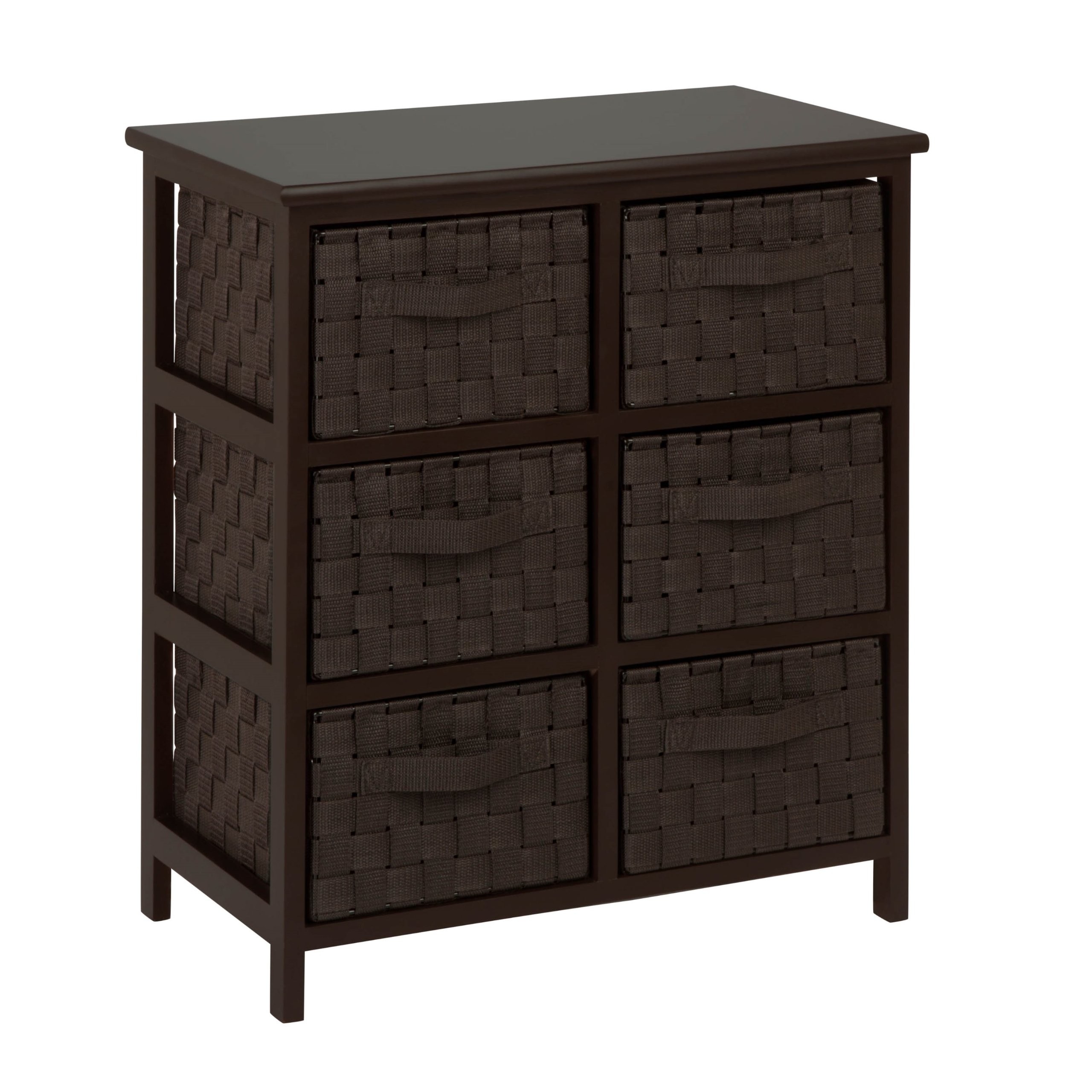 Honey-Can-Do TBL-03759 6-Drawer Storage Chest with Woven-Strap Fabric, Espresso, 24-Inch