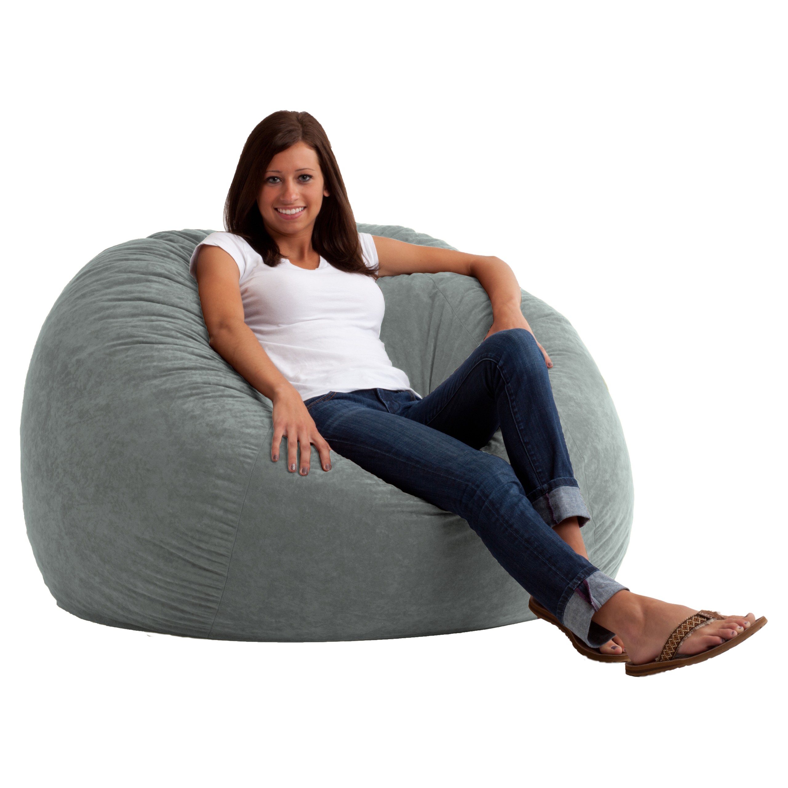 Large 4' Fuf Comfort Suede Bean Bag Chair Black Onyx - Soft Durable Comfortable Seating for Everyday Use
