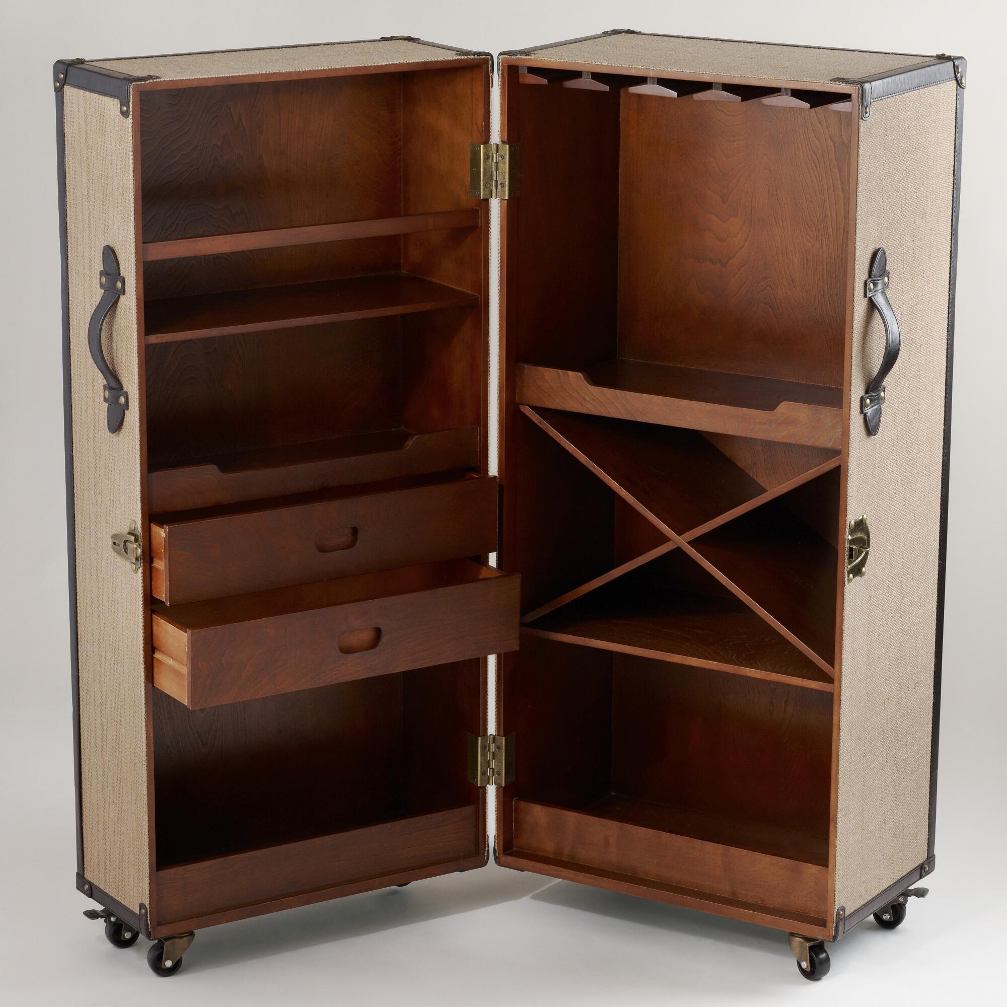 Handmade portable minibar. Wood minibar.