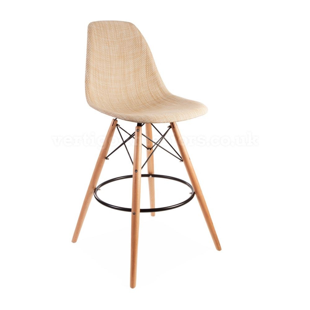 ModHaus Mid Century Modern Eames DSW Style Natural Tan Woven Counter Stool with Dowel Wood Base HIGH QUALITY