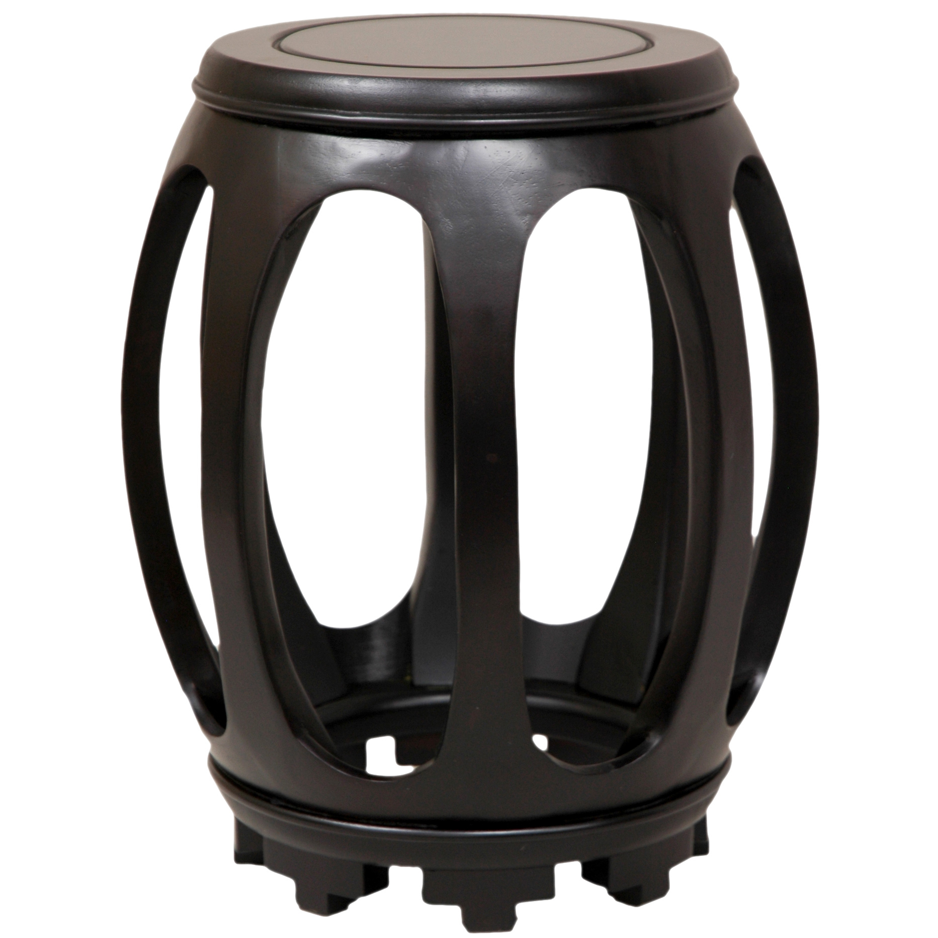 Oriental Furniture Classic Asian Furniture and Unique Gifts, 18-Inch Qing Rosewood Barrel Stool Planter Stand, Rosewood