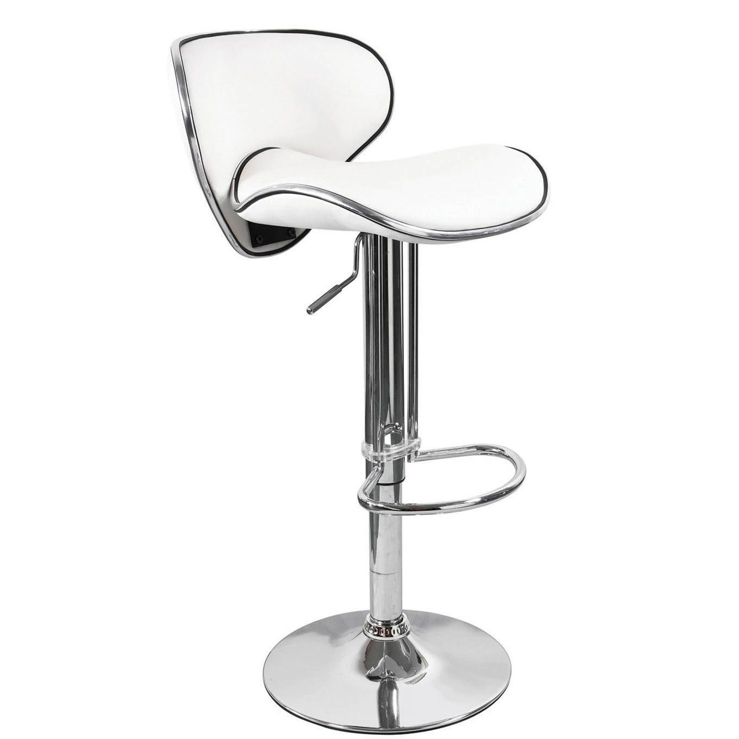Set of 2 jersey seating white leather bar stool counter