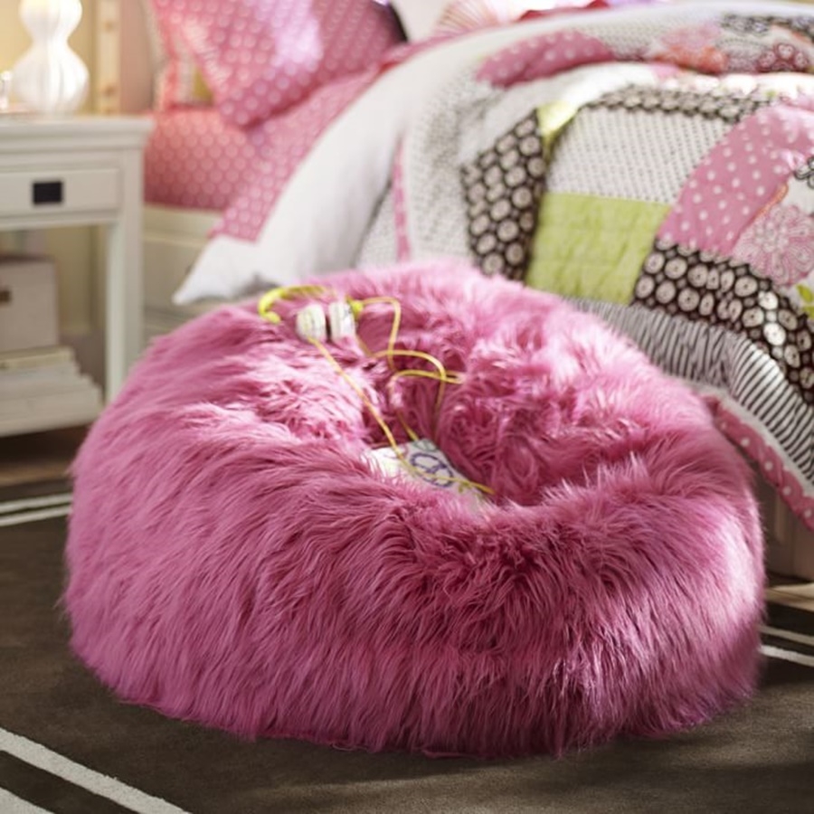 Pink furry on sale bean bag