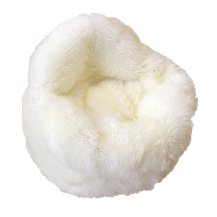 White fluffy bean bag chair 1
