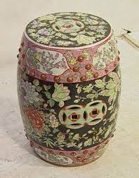 487 ceramic pottery asian garden stool seat paint de lot