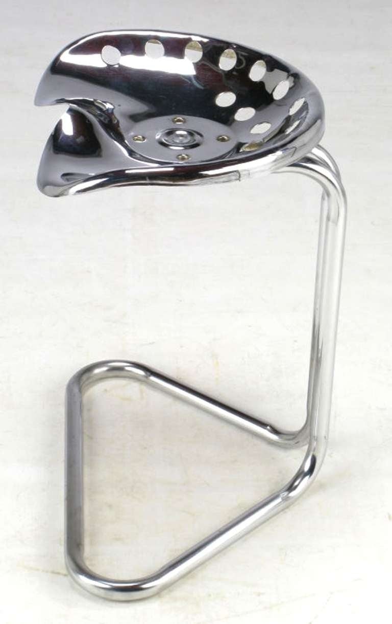 Cantilevered Chrome Tractor Seat Stool