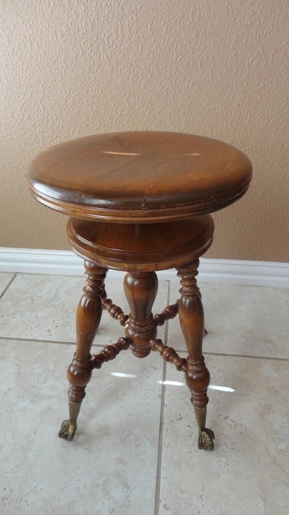 Holtzman and sons antique piano stool with glass ball and