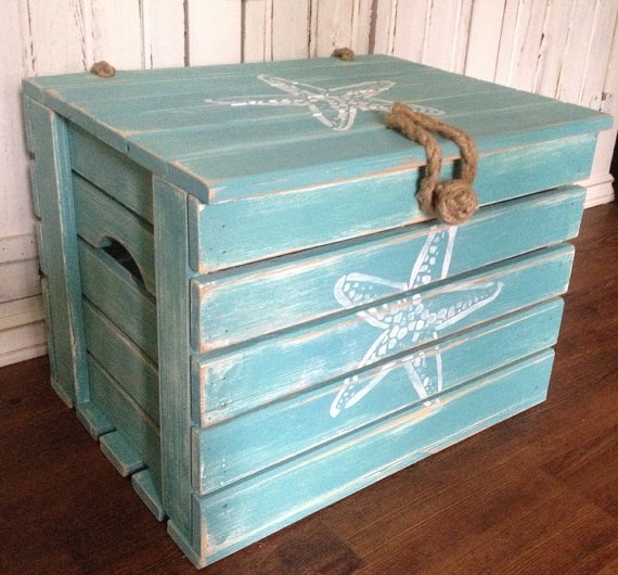 Starfish crab crate side table treasure chest by castawayshall