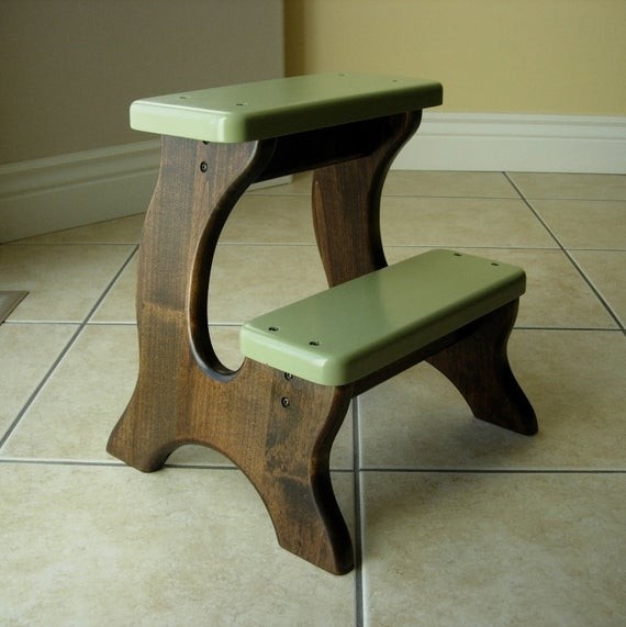 Step stool wooden wood alder stained