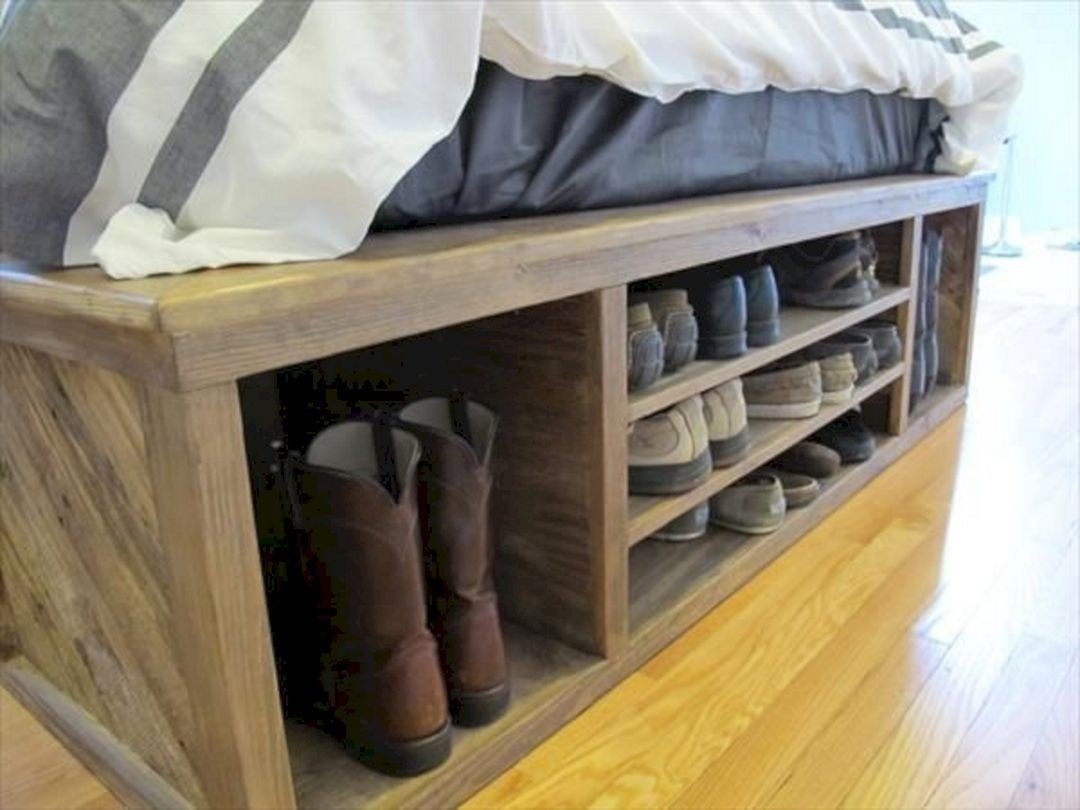 Wooden bench deals shoe storage