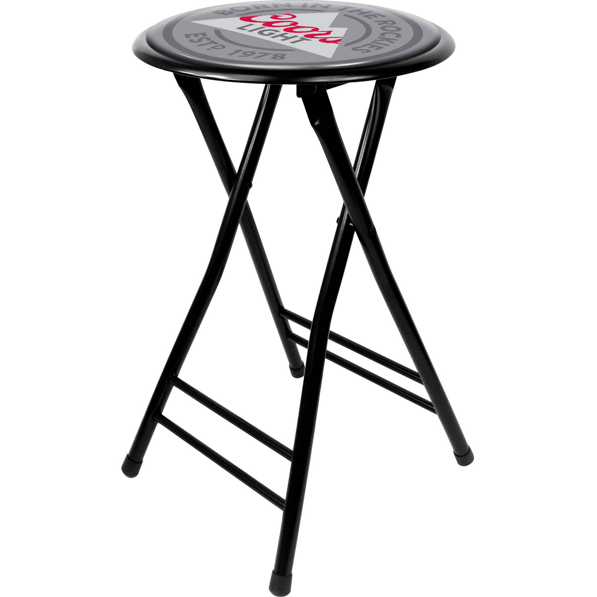 Trademark Global 24 Cushioned Folding Stool With Safety Lock In Black