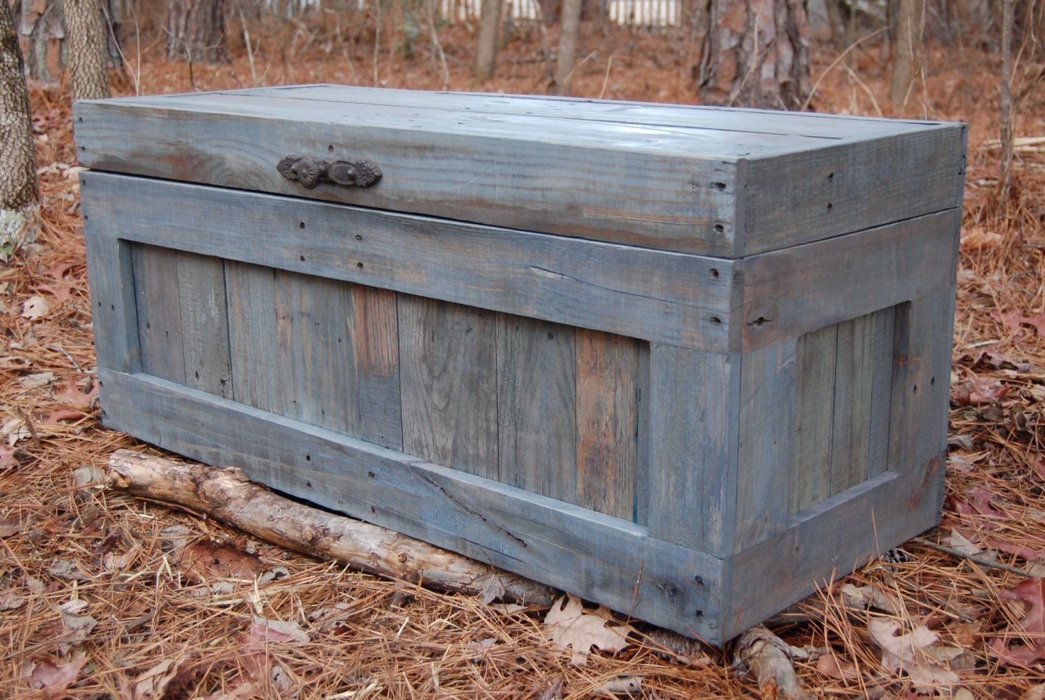 Turquoise hope chest toy box reclaimed