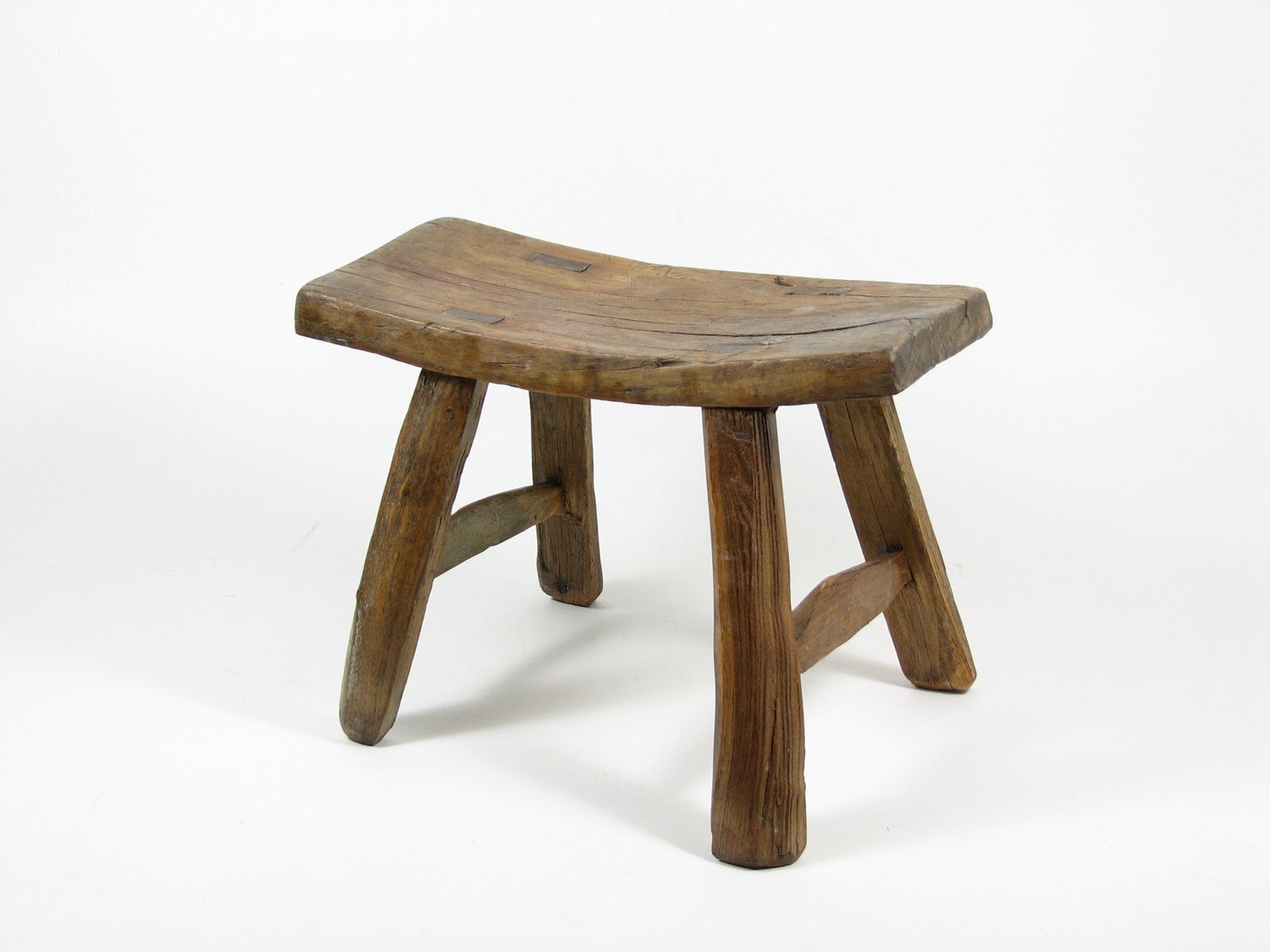 Vintage wooden stool primitive wood
