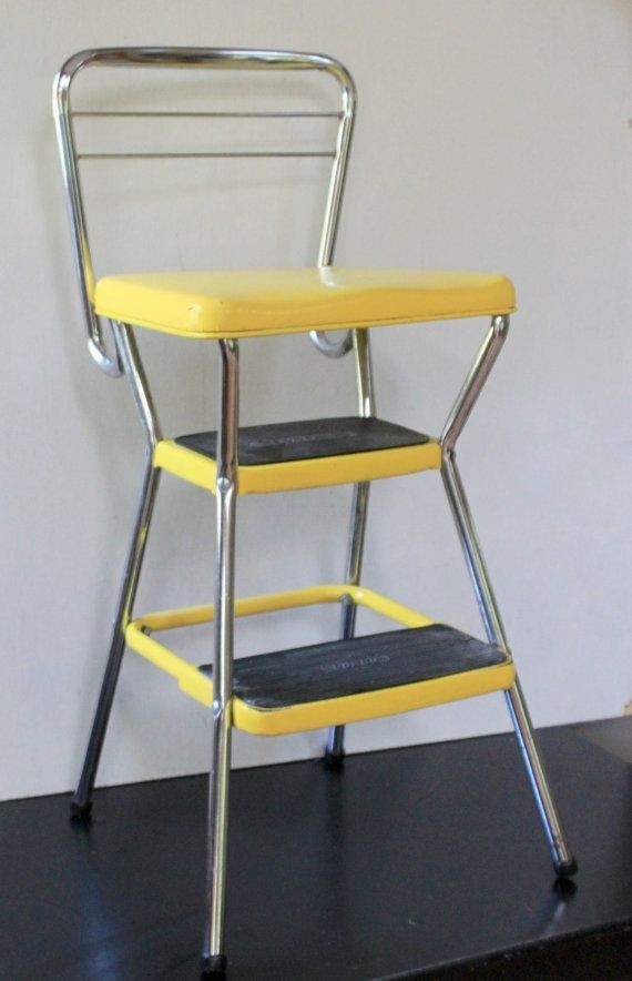 Vintage yellow cosco step stool chair