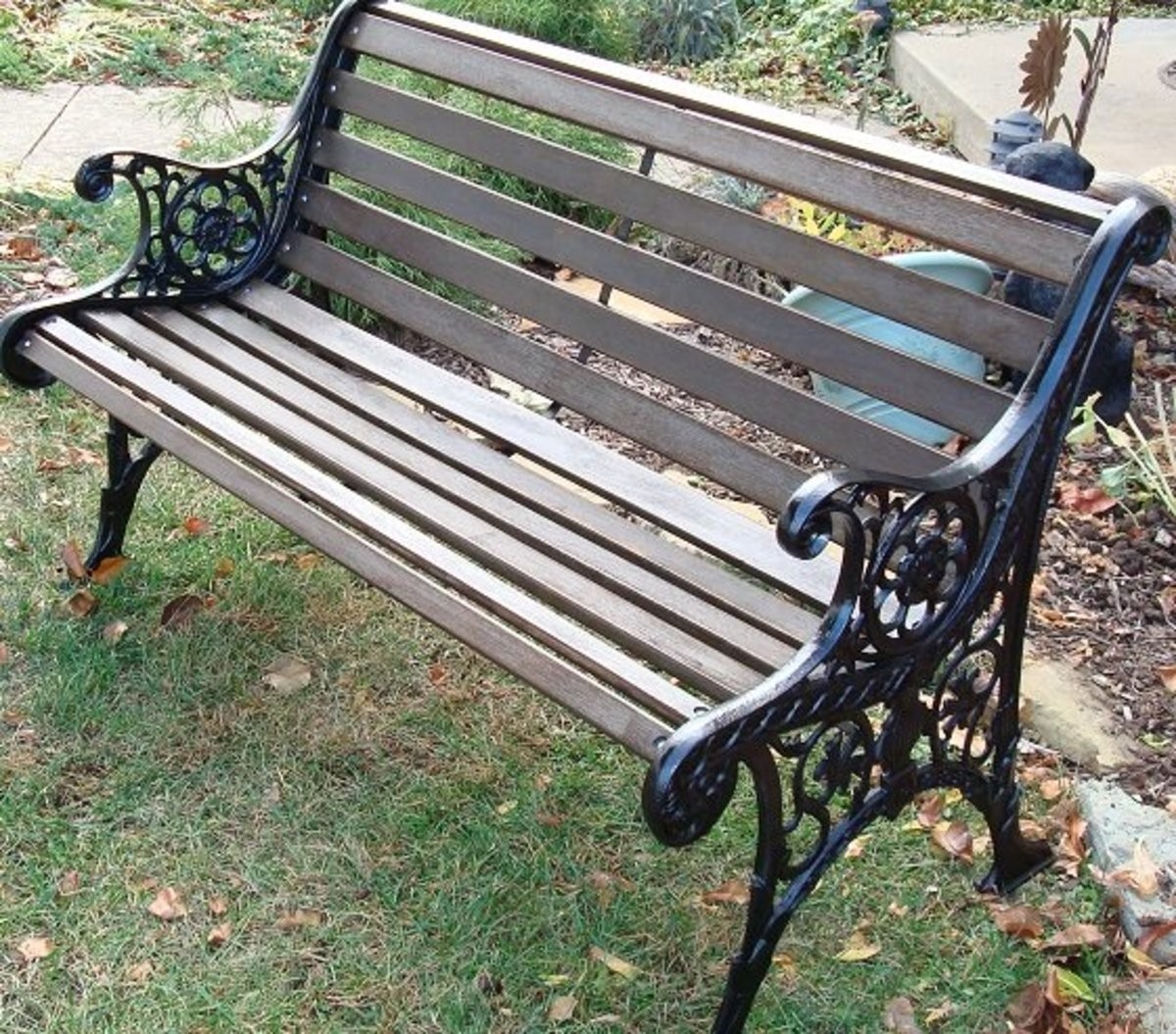 Antique iron garden bench
